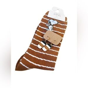 Maurices Snoopy and Coffee Themed Socks with Earrings - LAST ONE